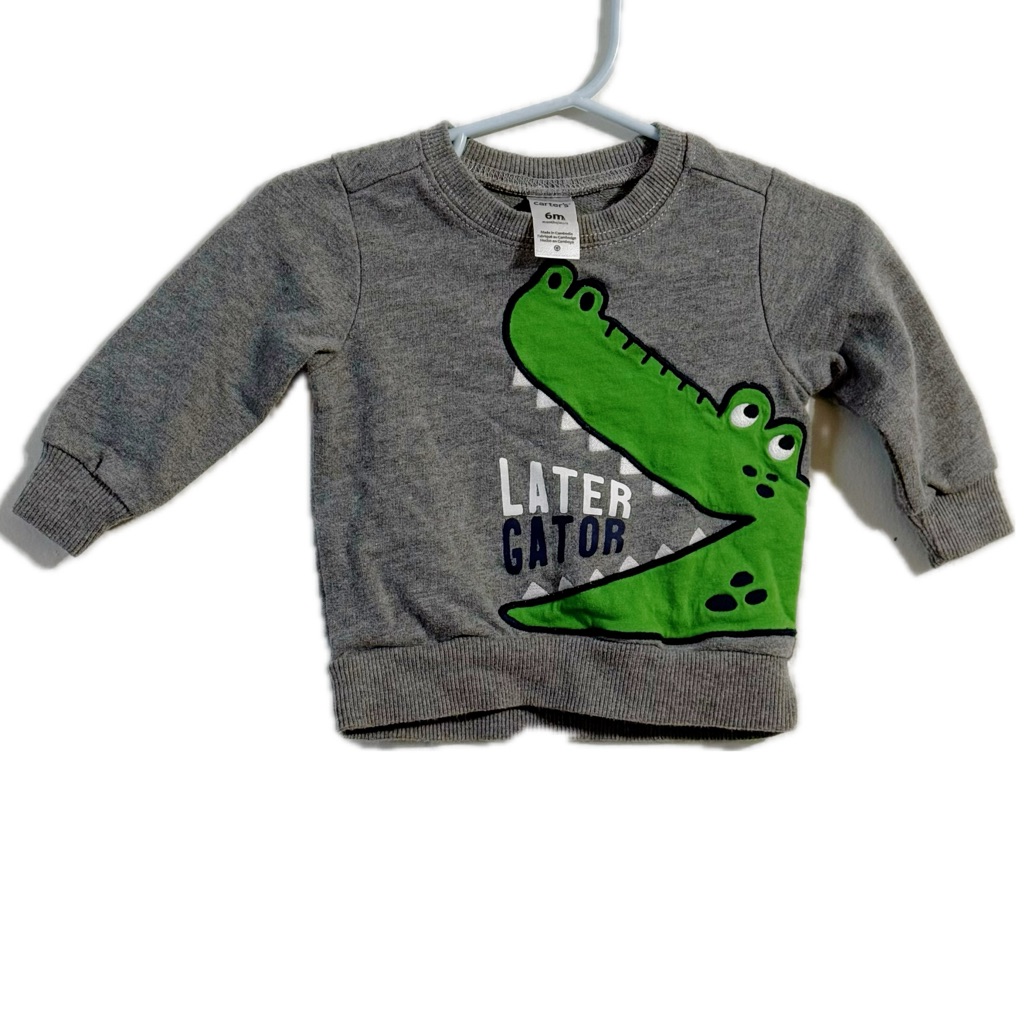 Carter's Gray Sweatshirt With Green Alligator